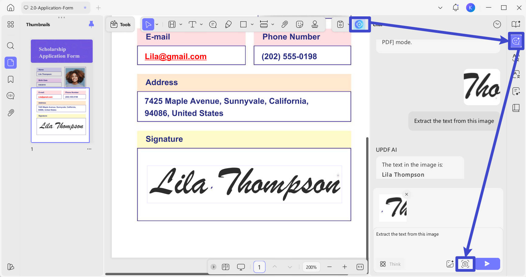 let updf ai recognize the handwritten text and extract it