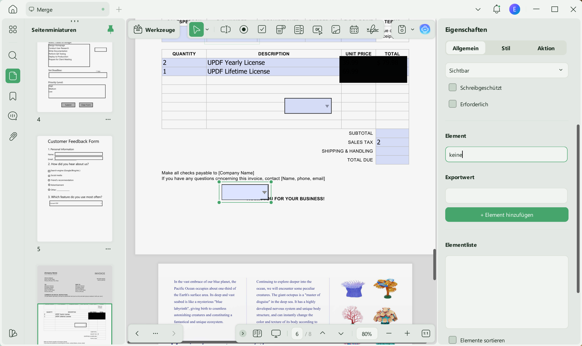 So bearbeiten Sie eine Dropdown-Liste in PDF/UPD