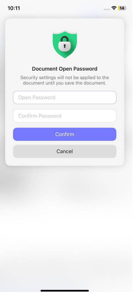 create password for pdf with updf for ios