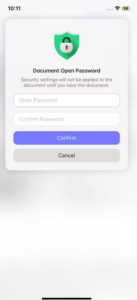create password for pdf with updf for ios