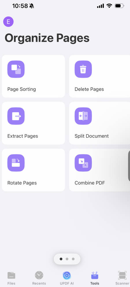 tools in updf for ios