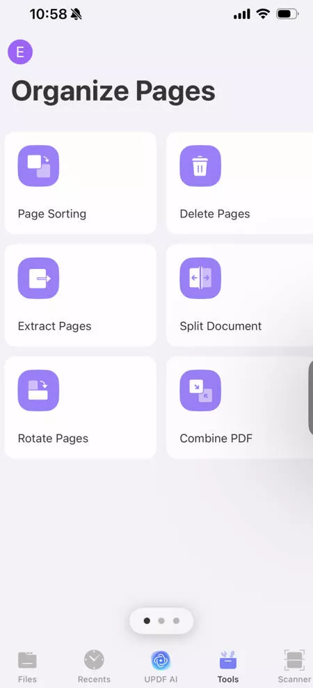 tools in updf for ios