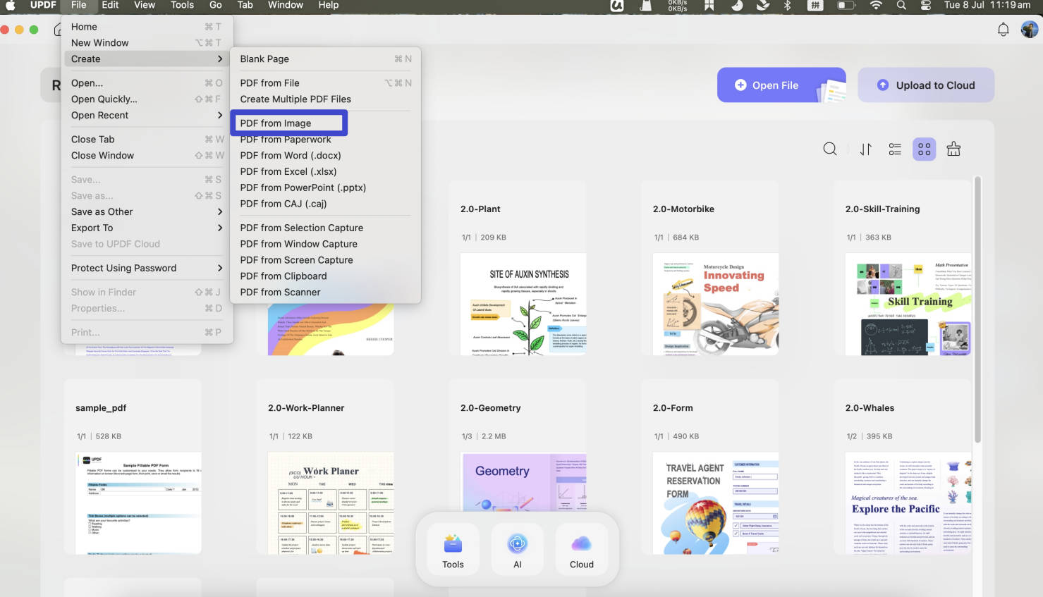  create pdf from image with updf