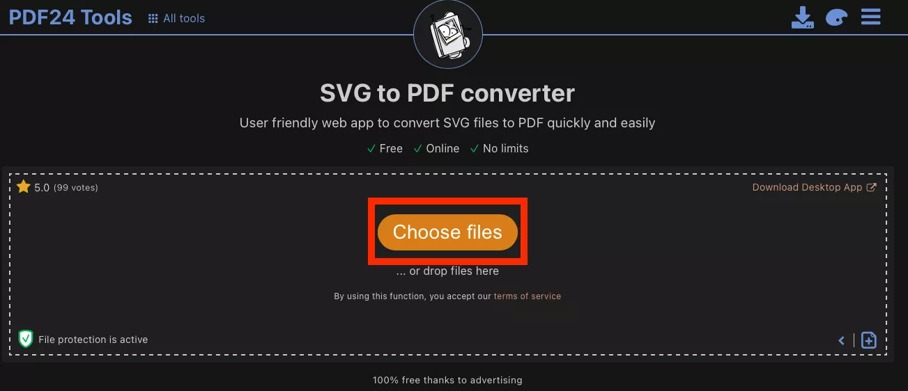 Convertire da SVG a PDF con PDF24 Tools