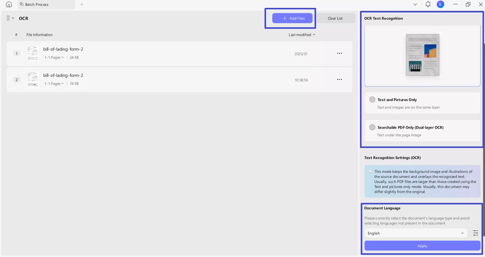 perform ocr on scanned documents to compare
