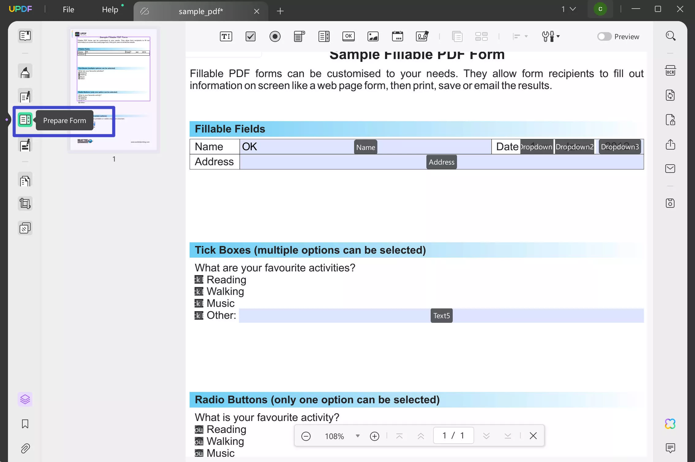 how to uncheck a box in pdf prepare form icon