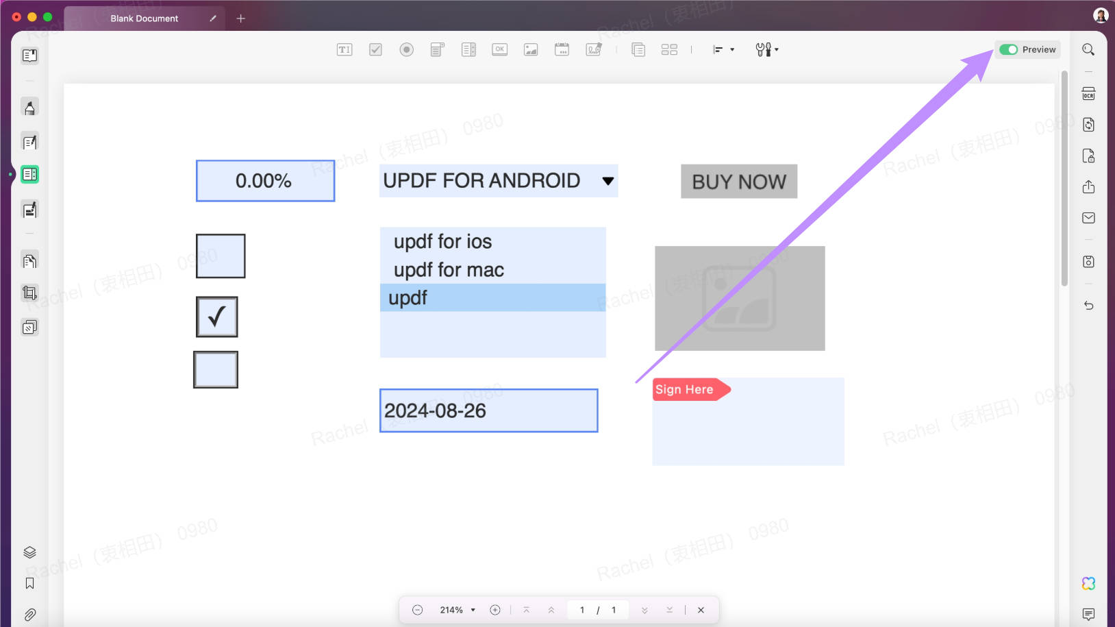 Preview PDF forms with UPDF Mac