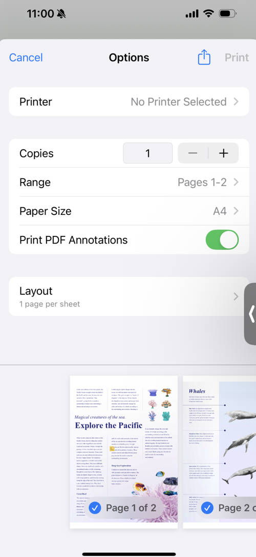 Print pages from PDF with UPDF for iOS