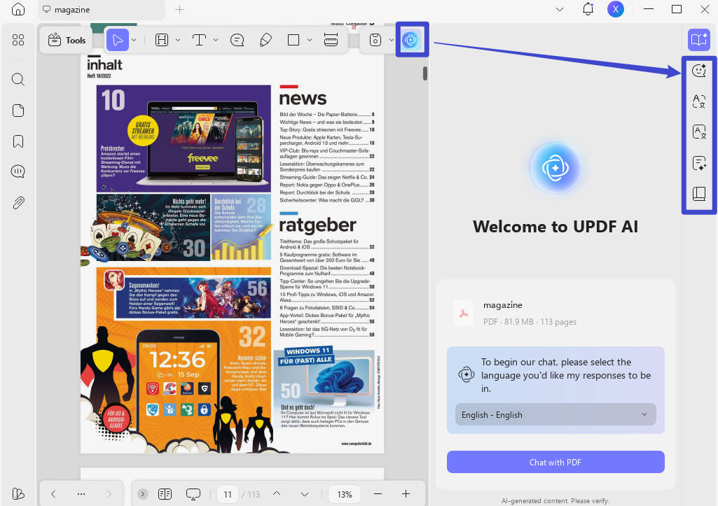 interact with selected text using updf ai