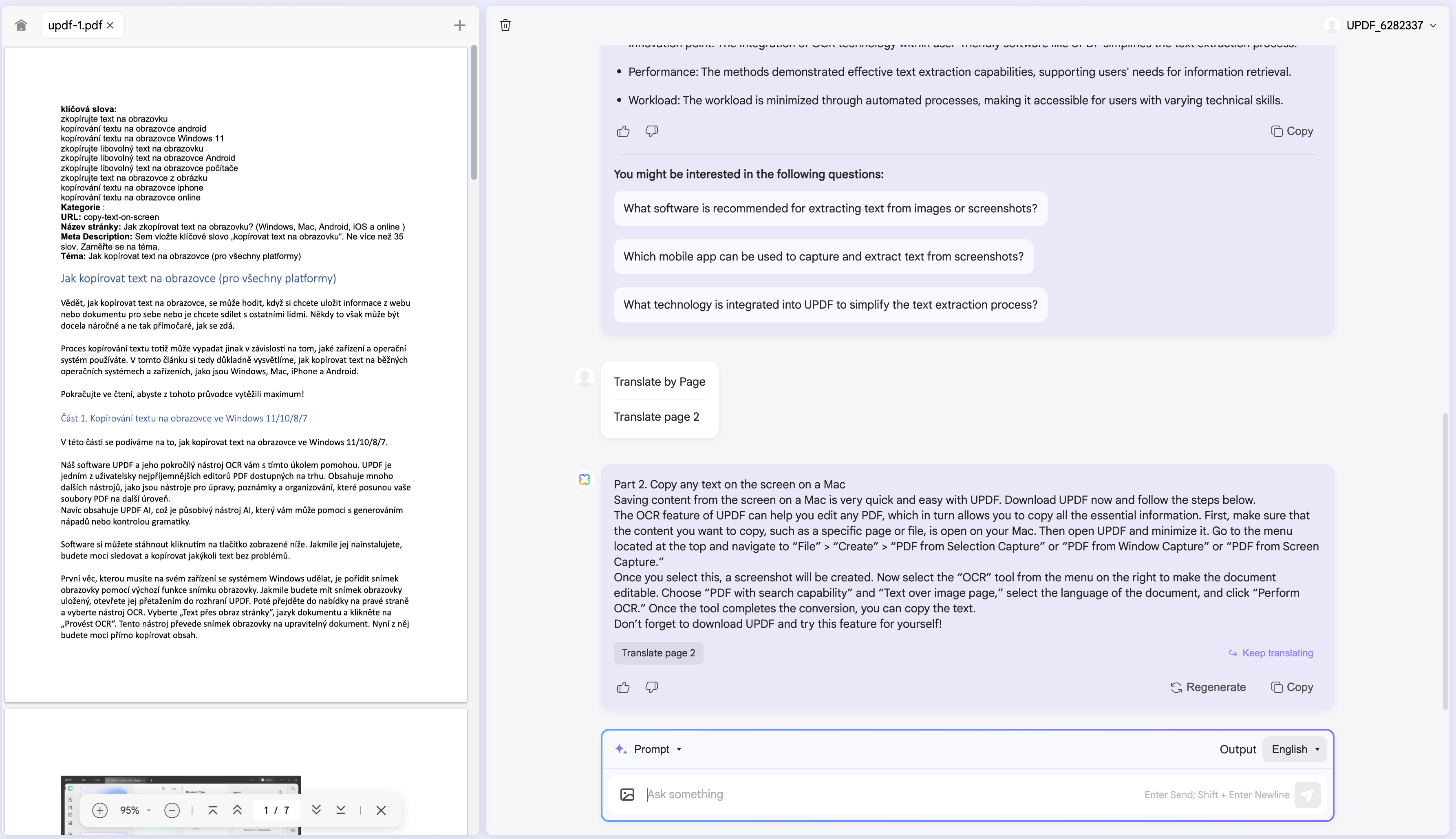 regenerate the translated page with updf’s online ai assistant
