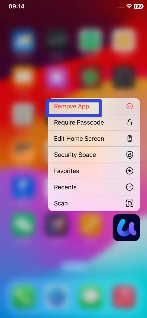 delete app in iphone