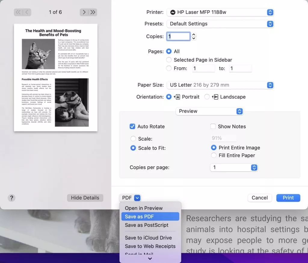 aplanar vista previa de pdf