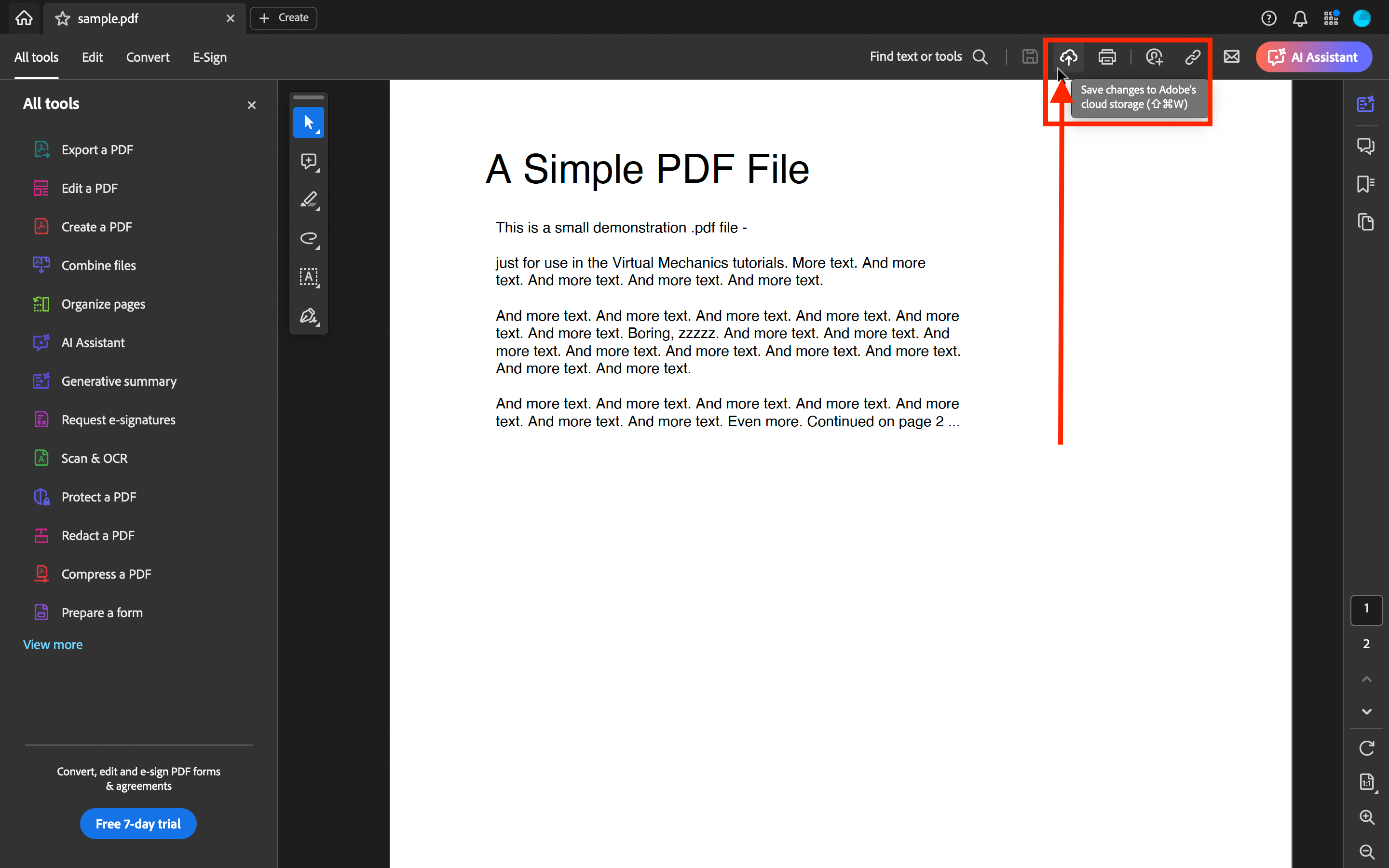 save changes to adobe cloud storage