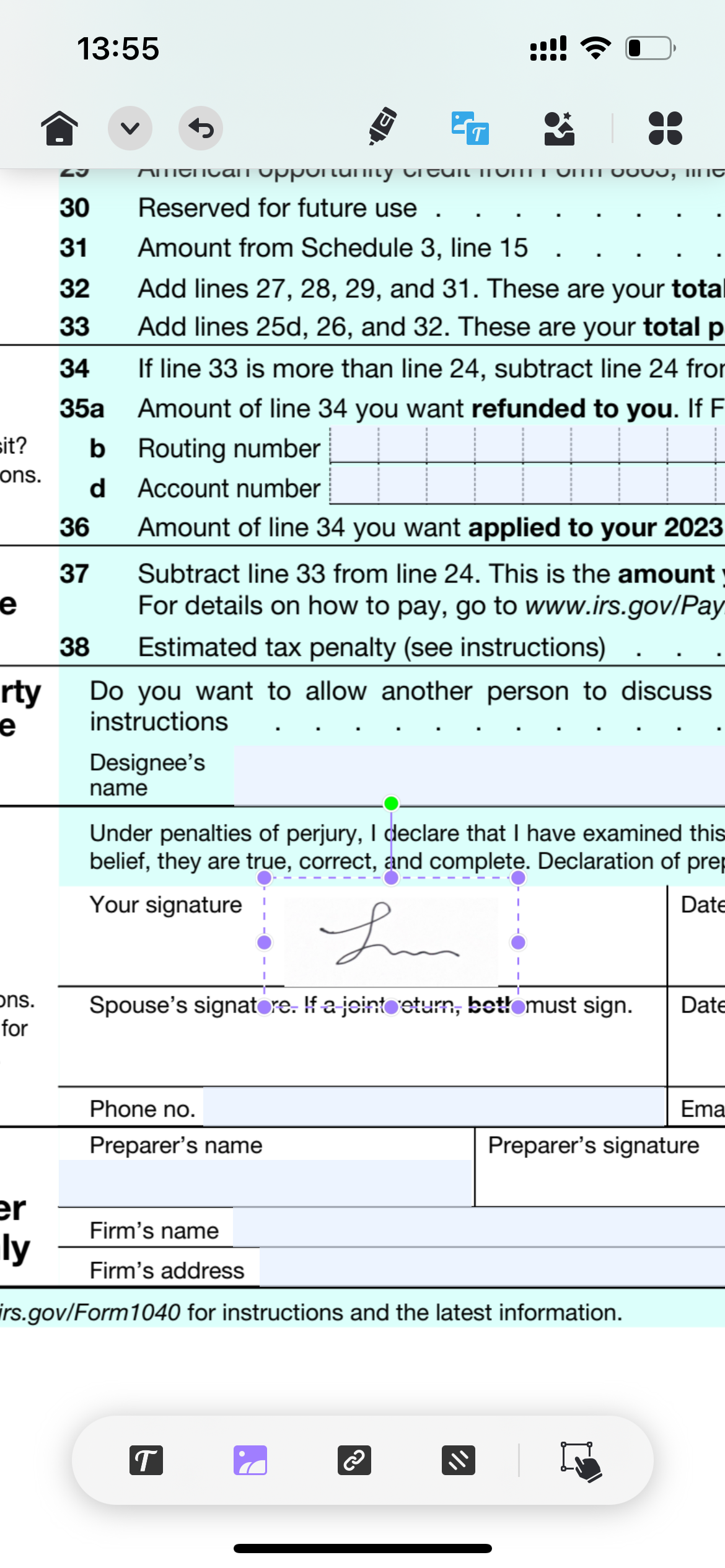 ajuste a imagem da assinatura no PDF com UPDF para iOS