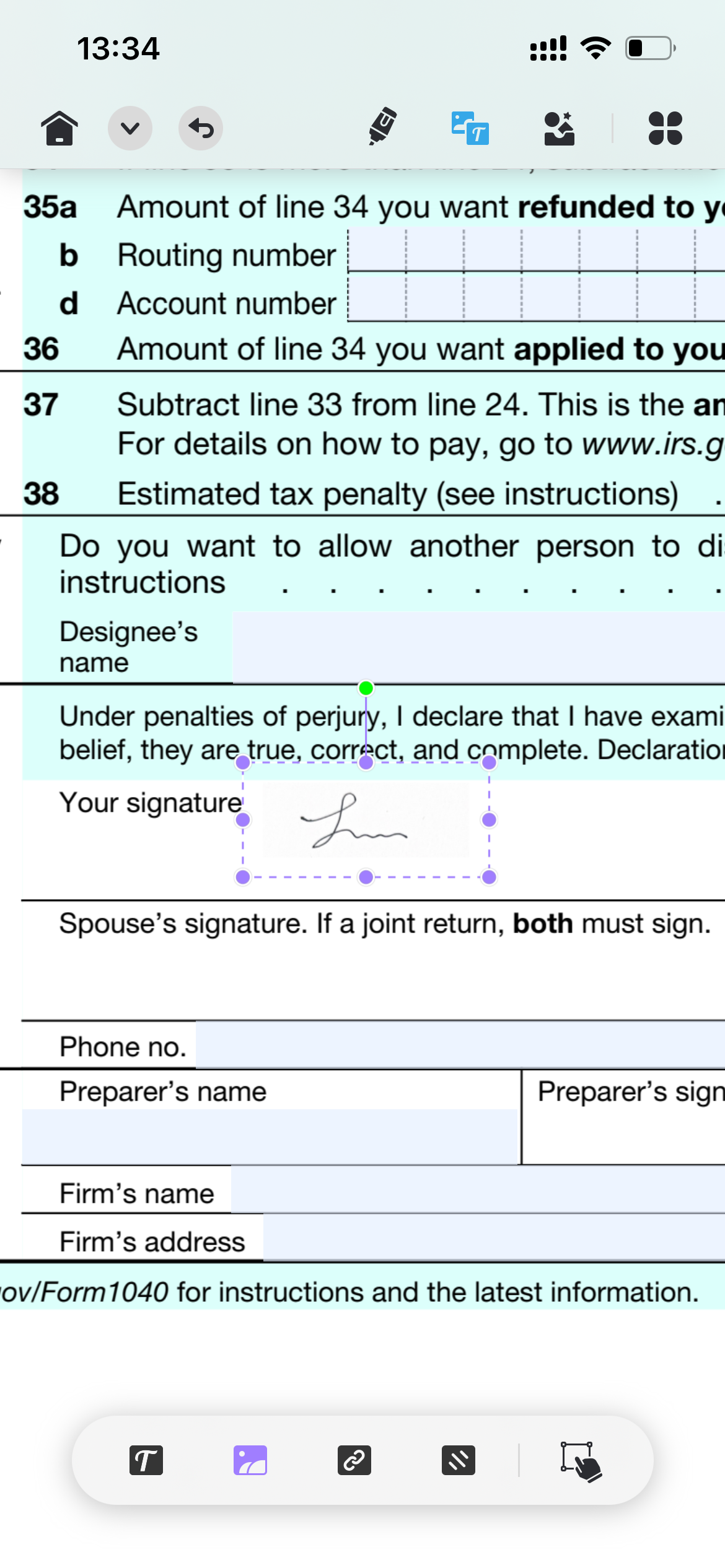 ajuster l'image de signature dans le PDF avec UPDF pour iOS