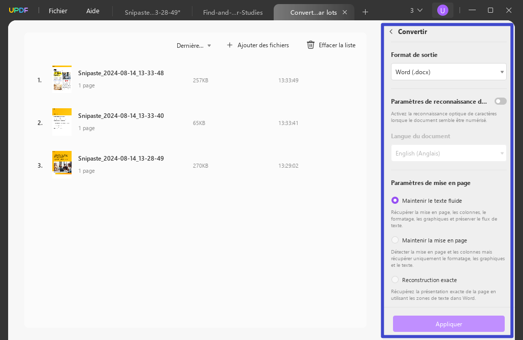 convertir capture d'écran en word