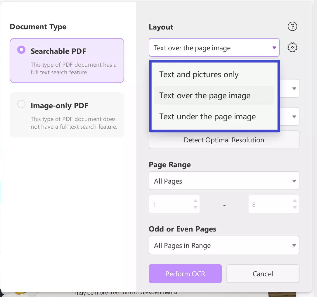 select layouts