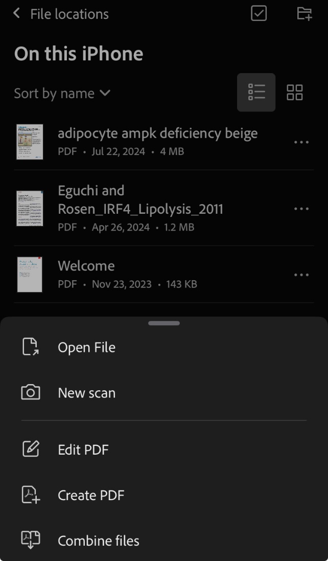 select combine files in adobe acrobat for ios