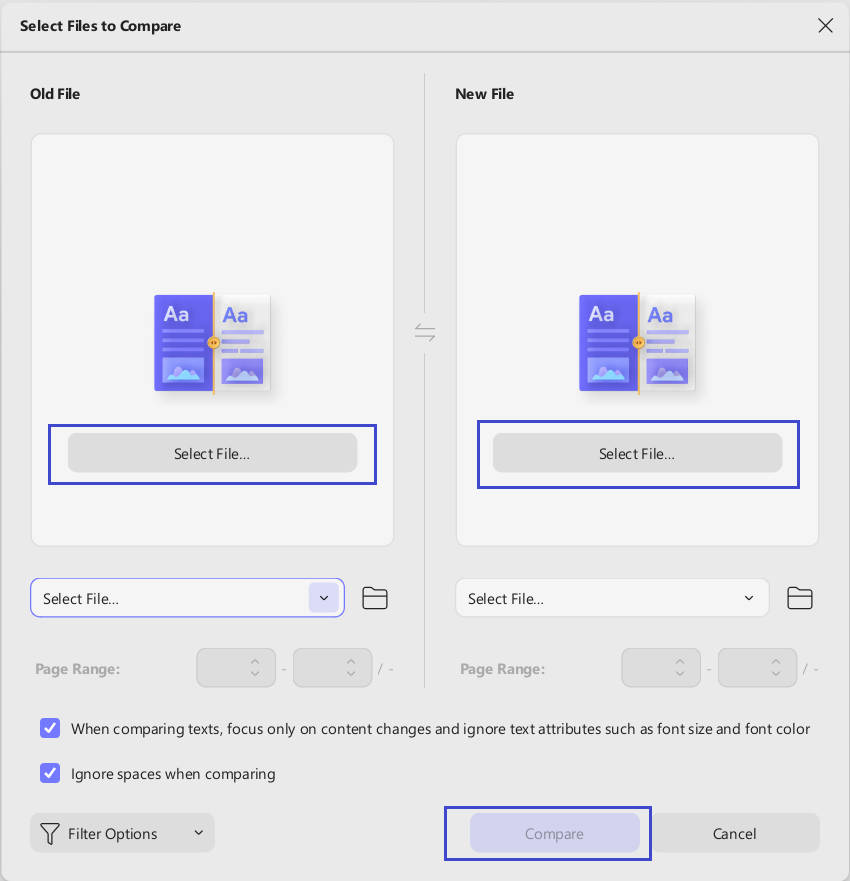 select pdf to compare