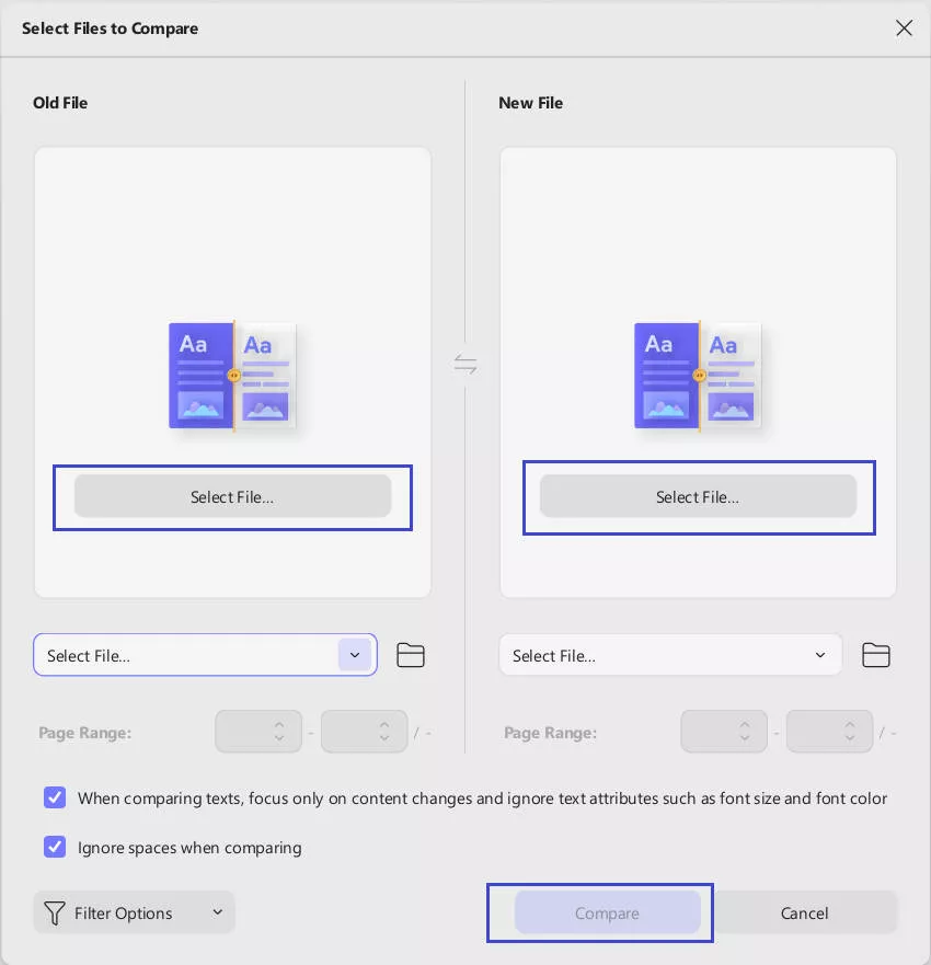 select pdf to compare