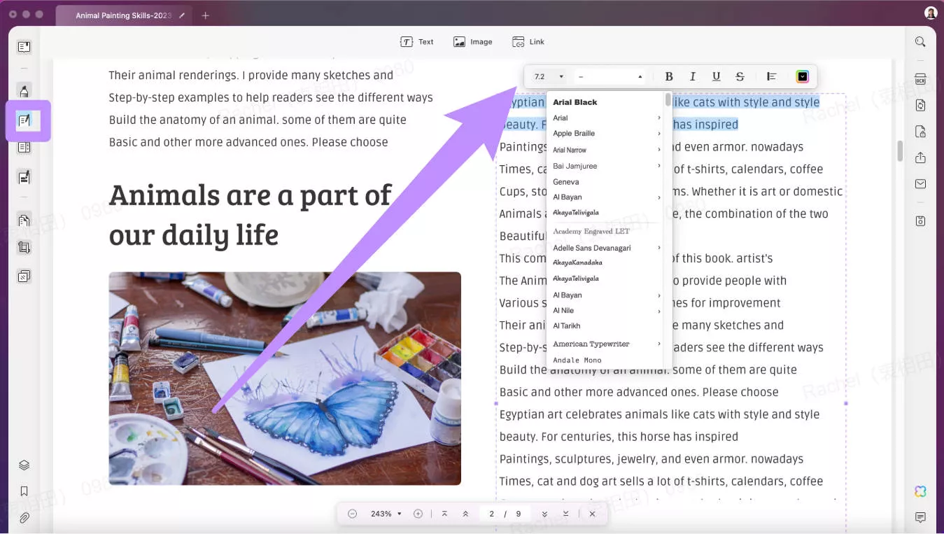 Select text to edit with UPDF on Mac