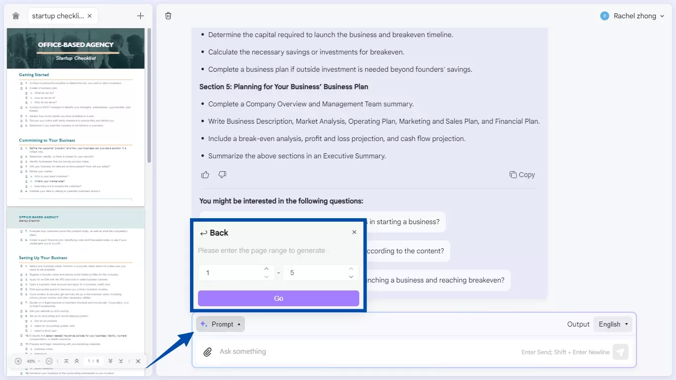 set page range in updf ai