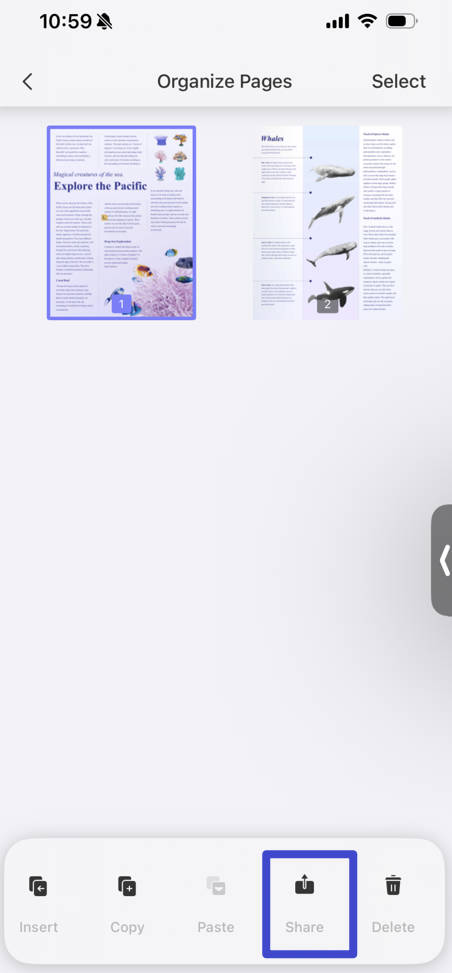 Share page from PDF with UPDF for iOS