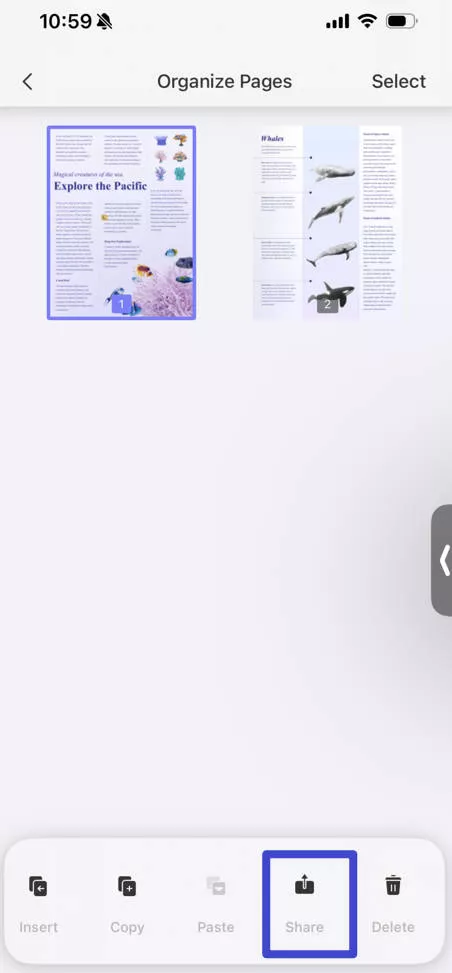 Share page from PDF with UPDF for iOS