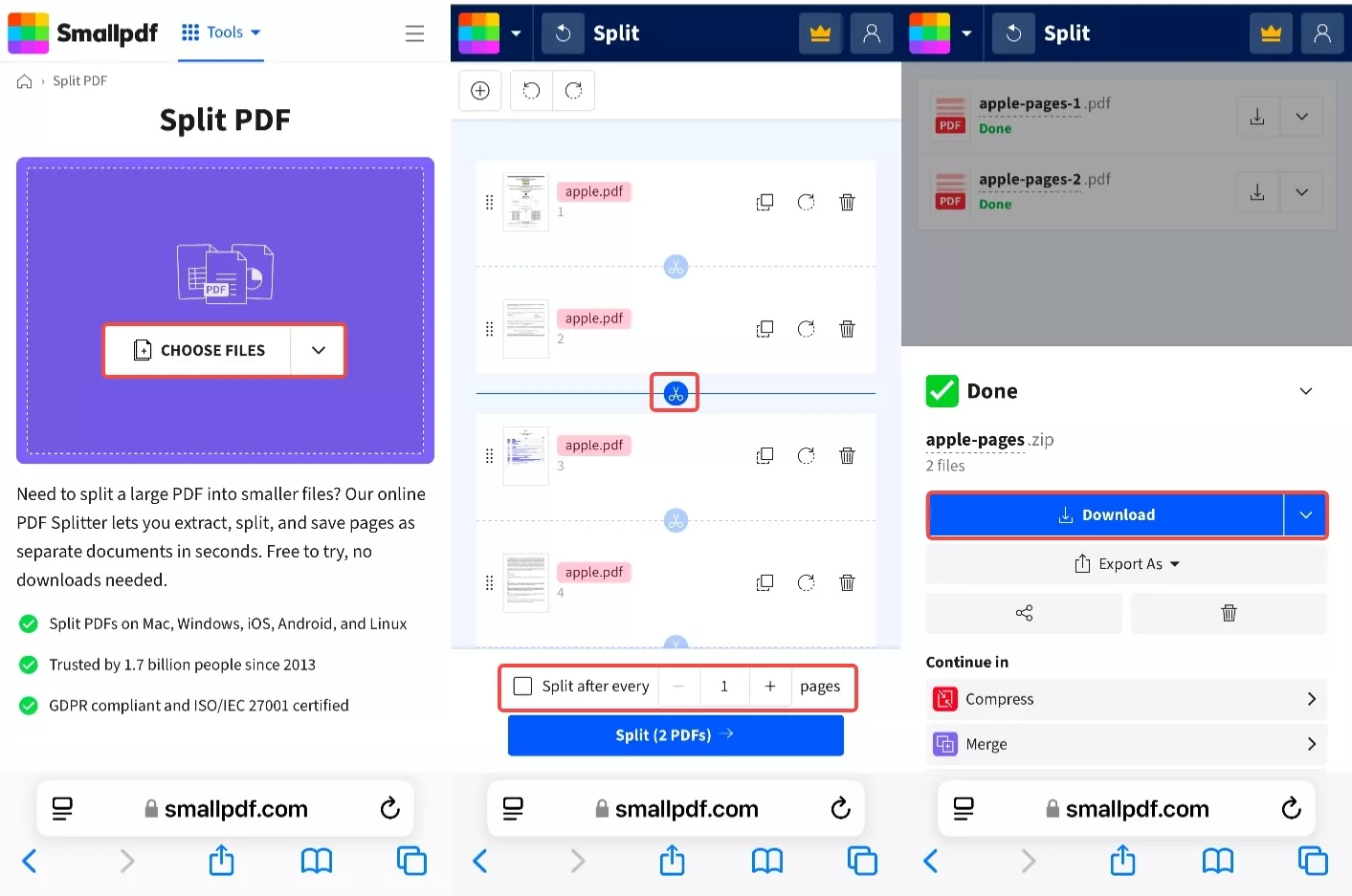 smallpdf split pdf