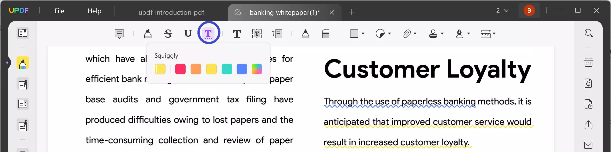 squiggly line annotation in UPDF