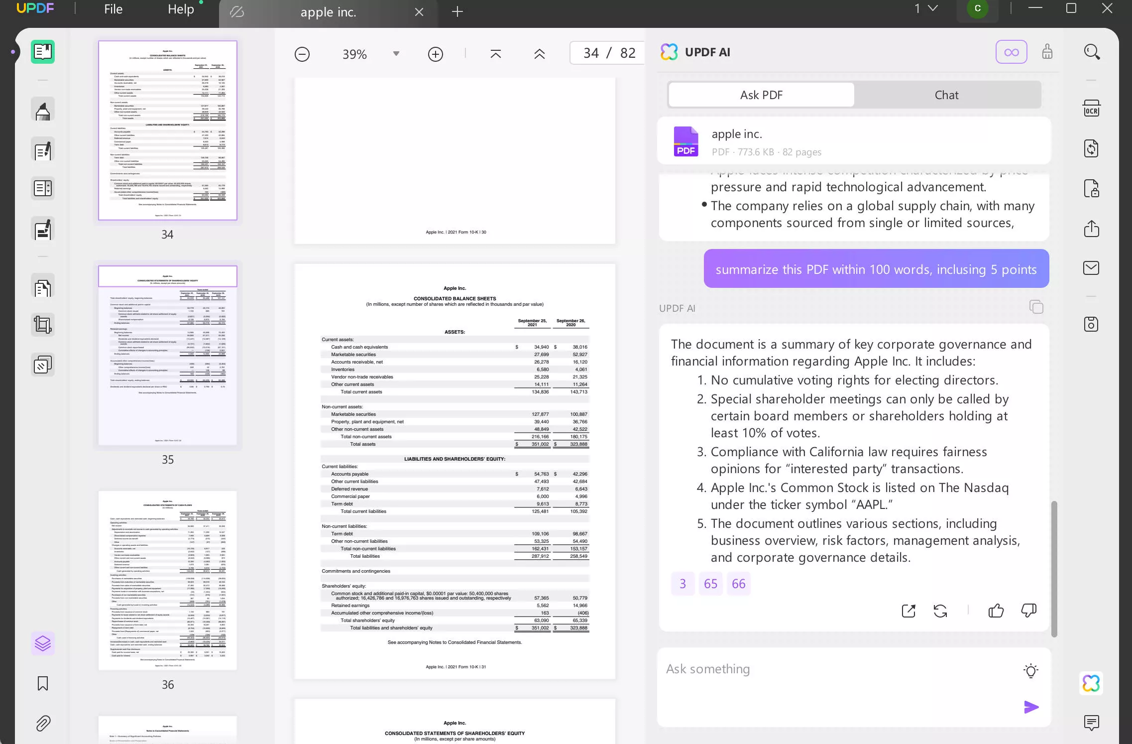 chatpdf vs. updf ai  summarize