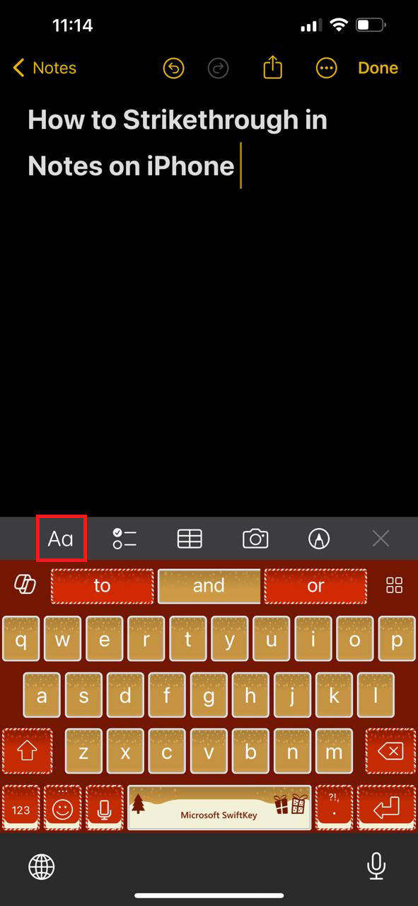 Tippen Sie auf aa, um Text in iphone-Notizen zu bearbeiten