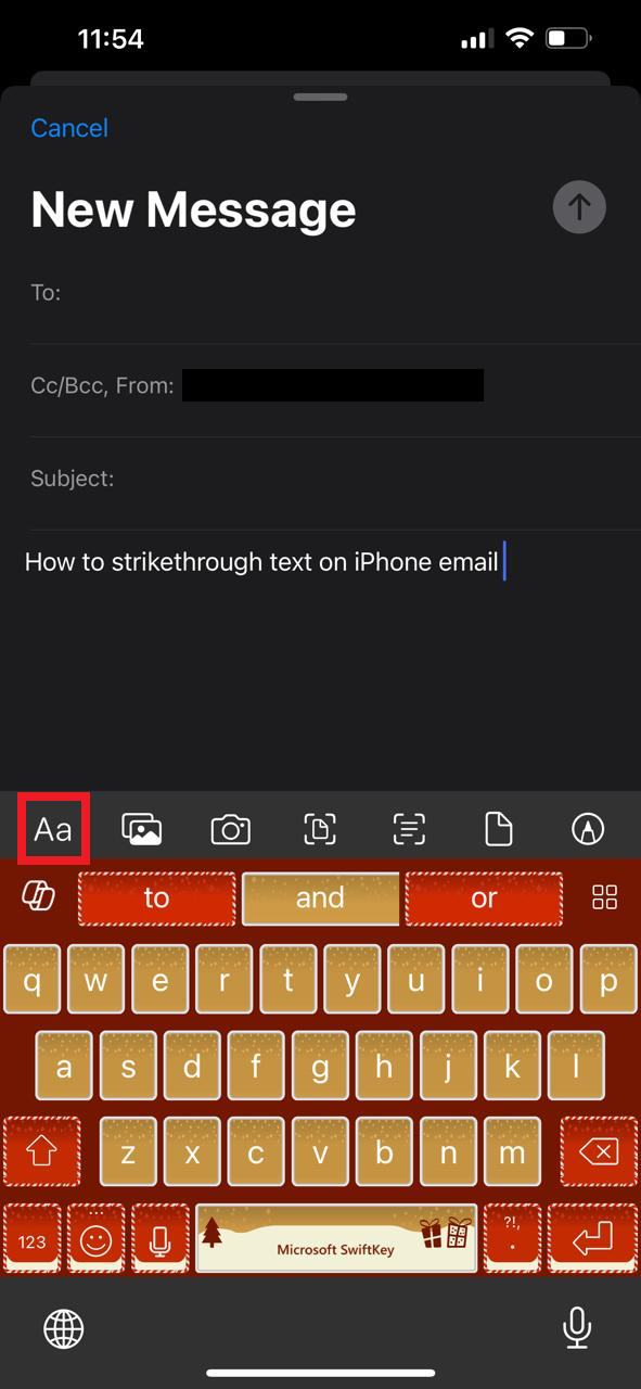Tippen Sie auf Textformatierung in iphone-E-Mails