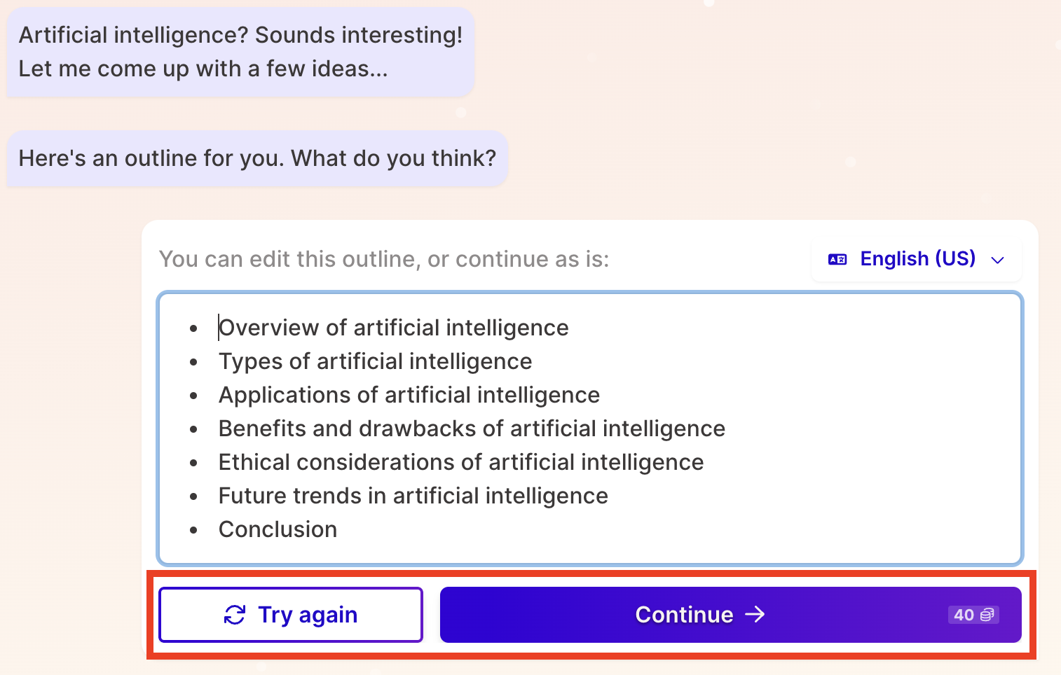  type your outline in the gamma ai