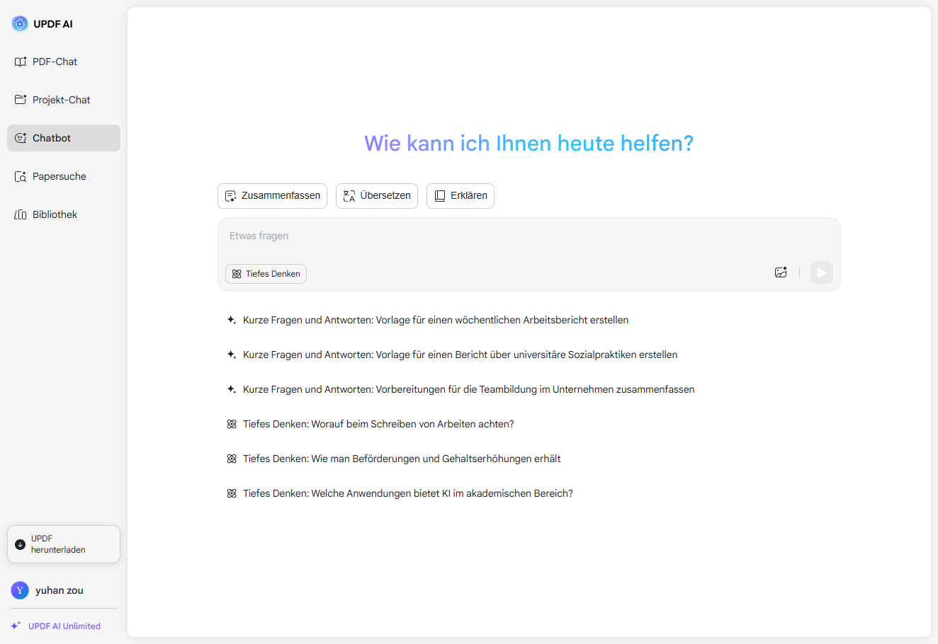 Fragen Sie updf ai online