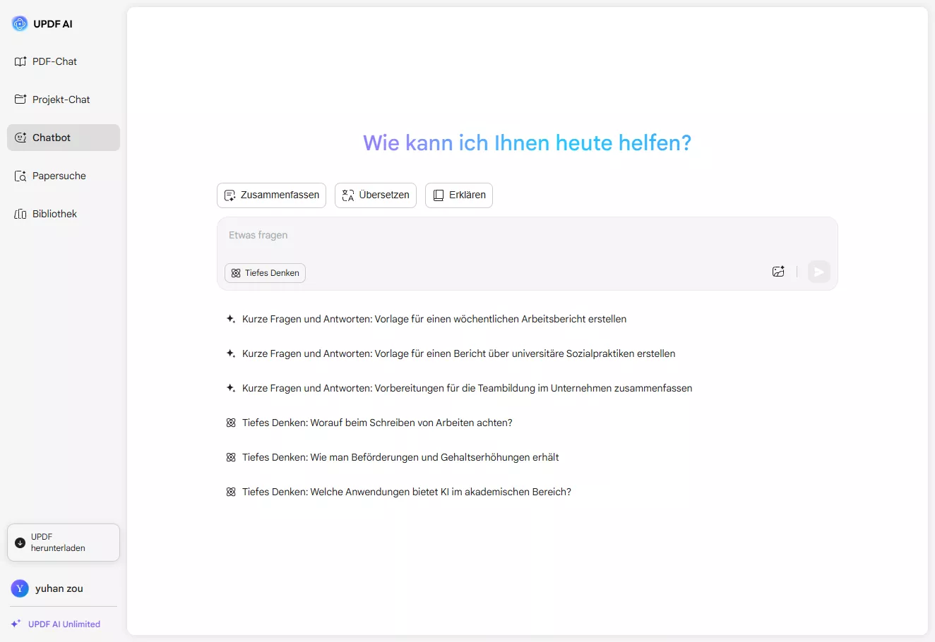 Fragen Sie updf ai online