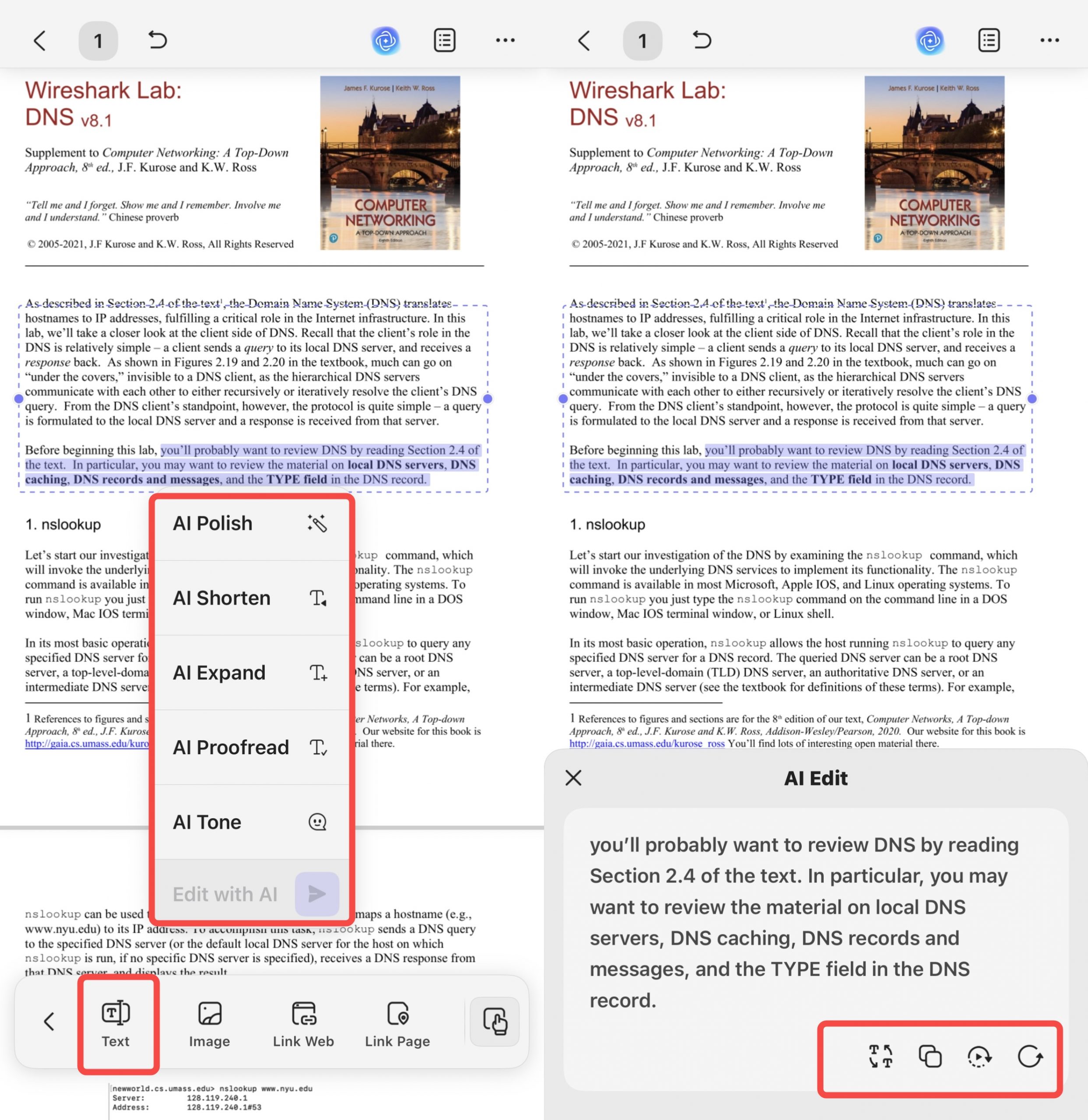 updf for ios ai edit text