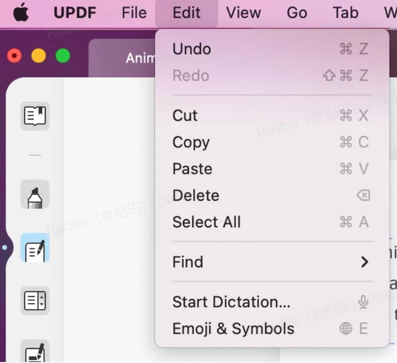 Edit button in UPDF Mac