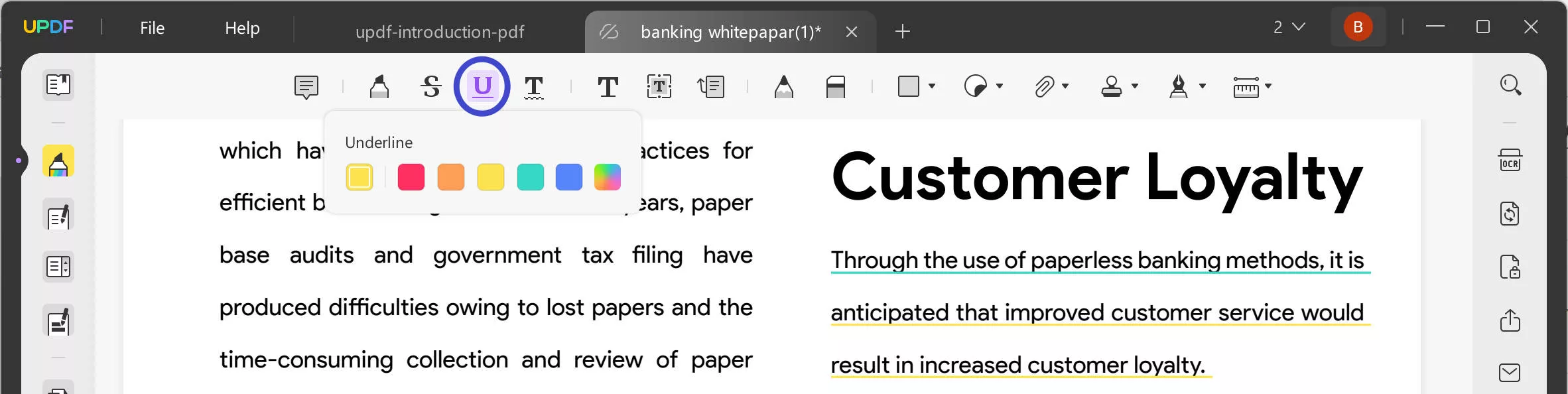 underline annotation in UPDF