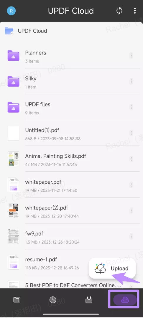 Upload the PDF to UPDF Cloud on Android