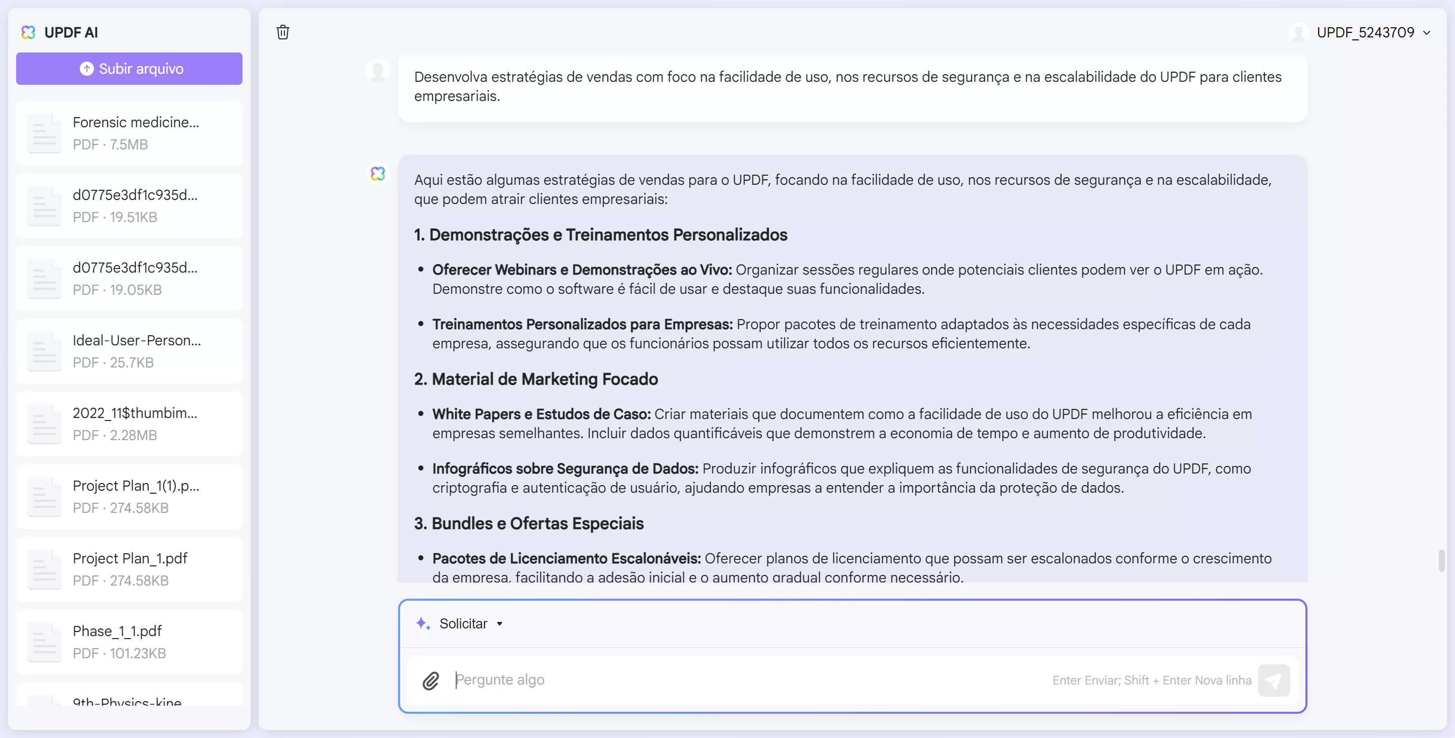 como usar ia em vendas desenvolver estratégias de vendas usando o AI Assistant do updf