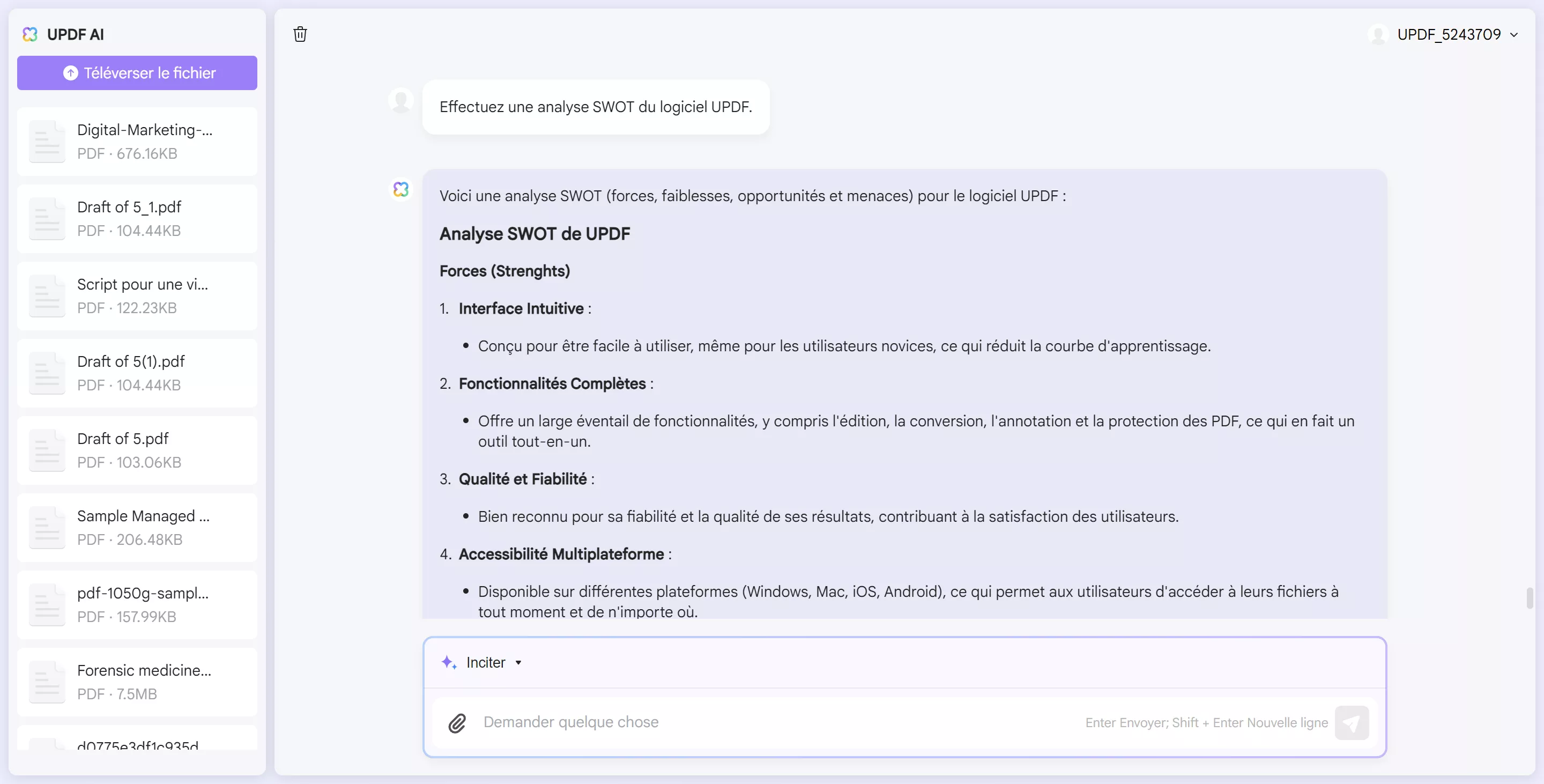 comment utiliser l'IA dans les ventes effectuer une analyse SWOT pour le logiciel UPDF