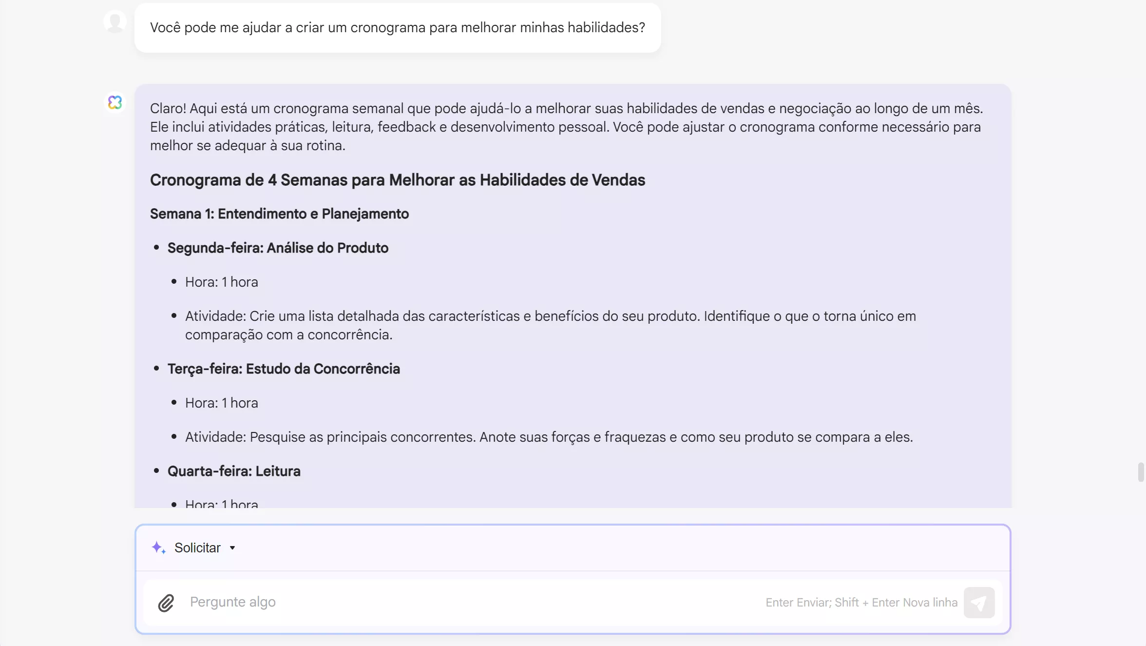 como usar IA em vendas peça ao updf ai para criar um cronograma de aprendizado.