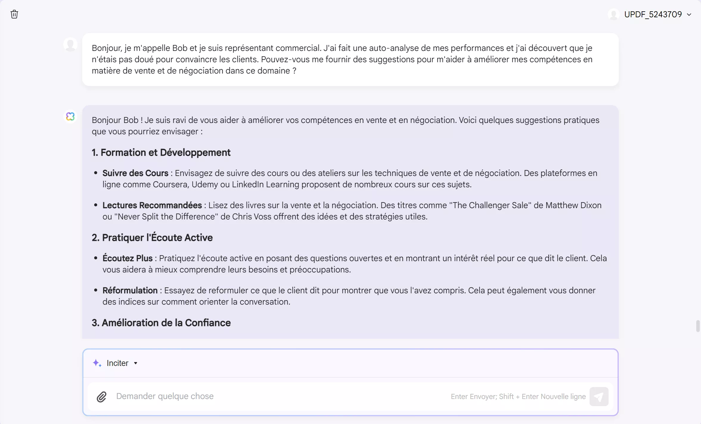 comment utiliser l'IA dans les ventes demandez des suggestions à l'IA updf.