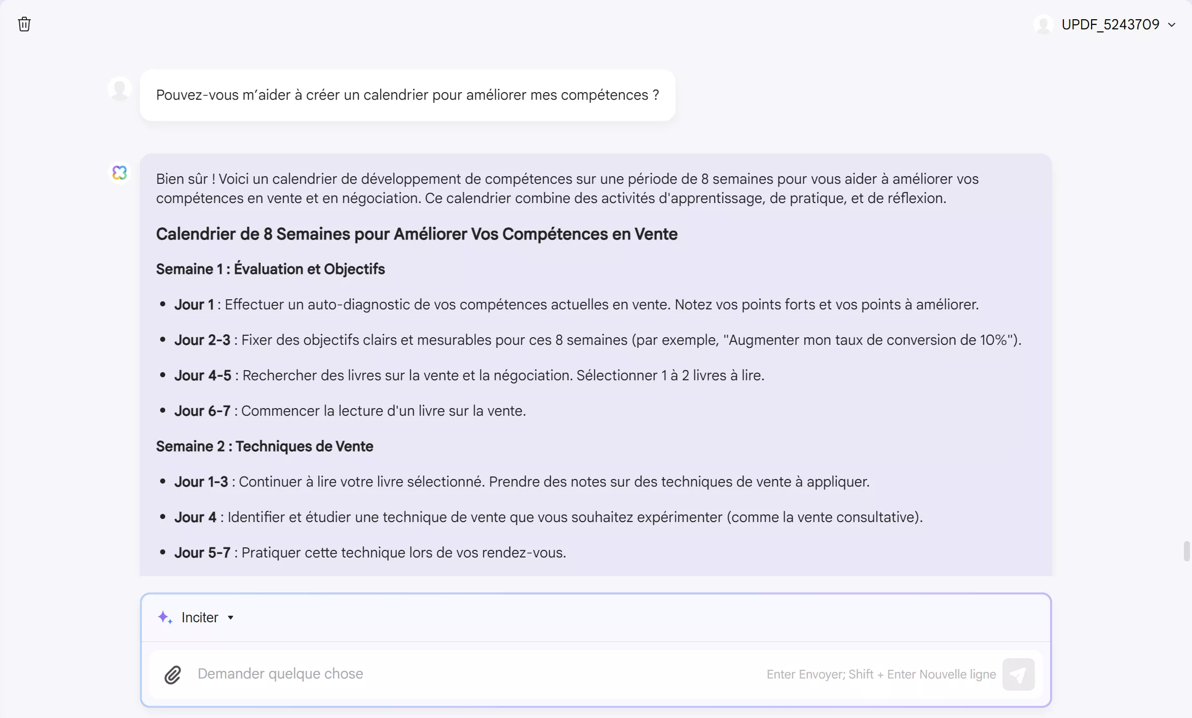 comment utiliser l'IA dans les ventes demandez à l'IA updf de créer un programme d'apprentissage.