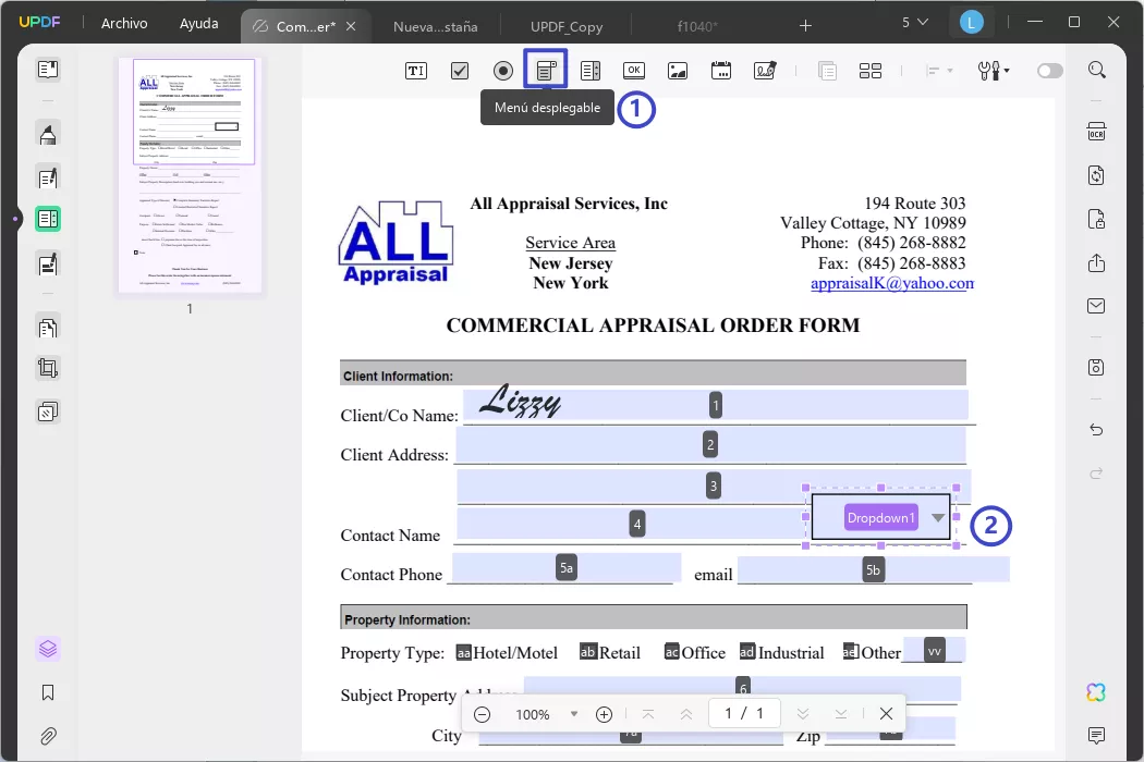 cómo editar una lista desplegable en un PDF