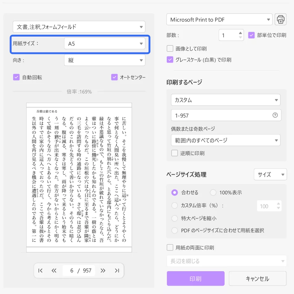 印刷設定を調整