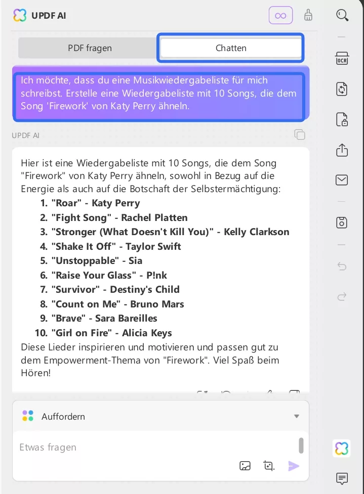 UPDF AI-Eingabeaufforderungen