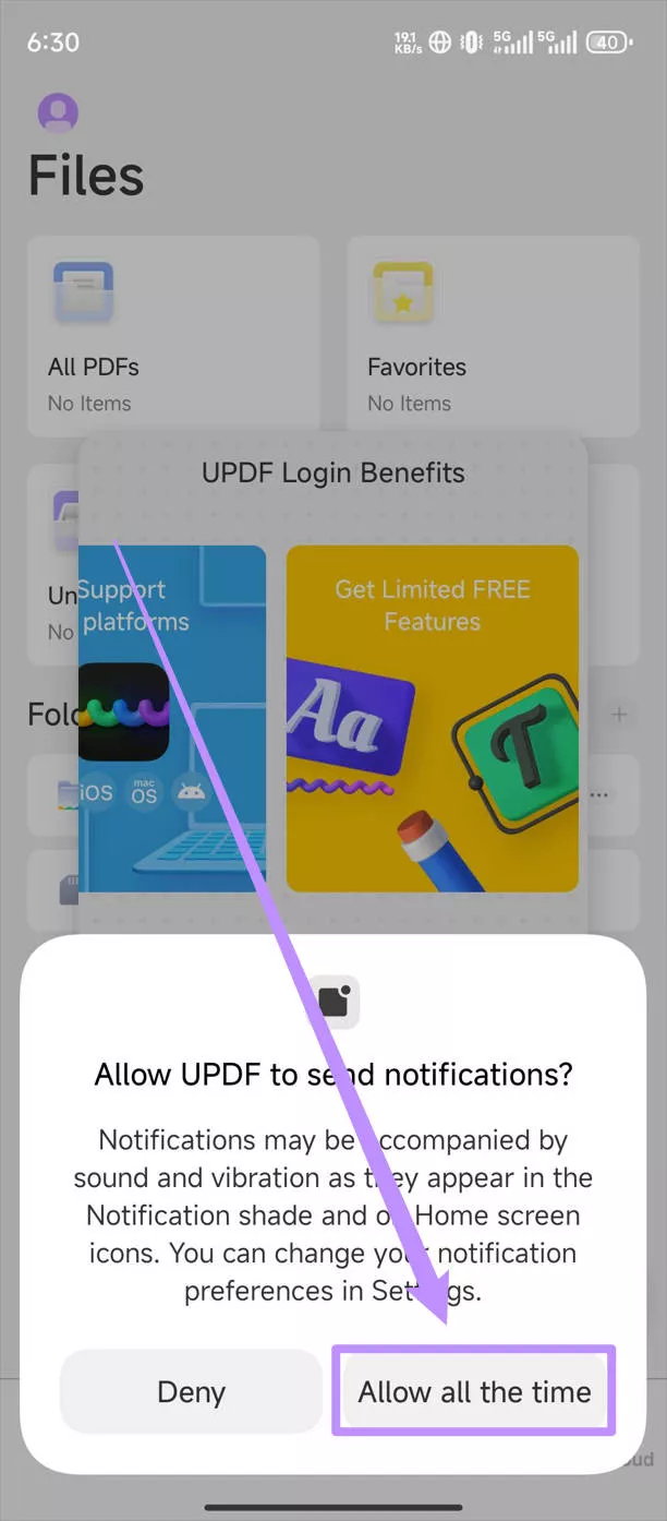 All UPDF to send notifications in UPDF on Android