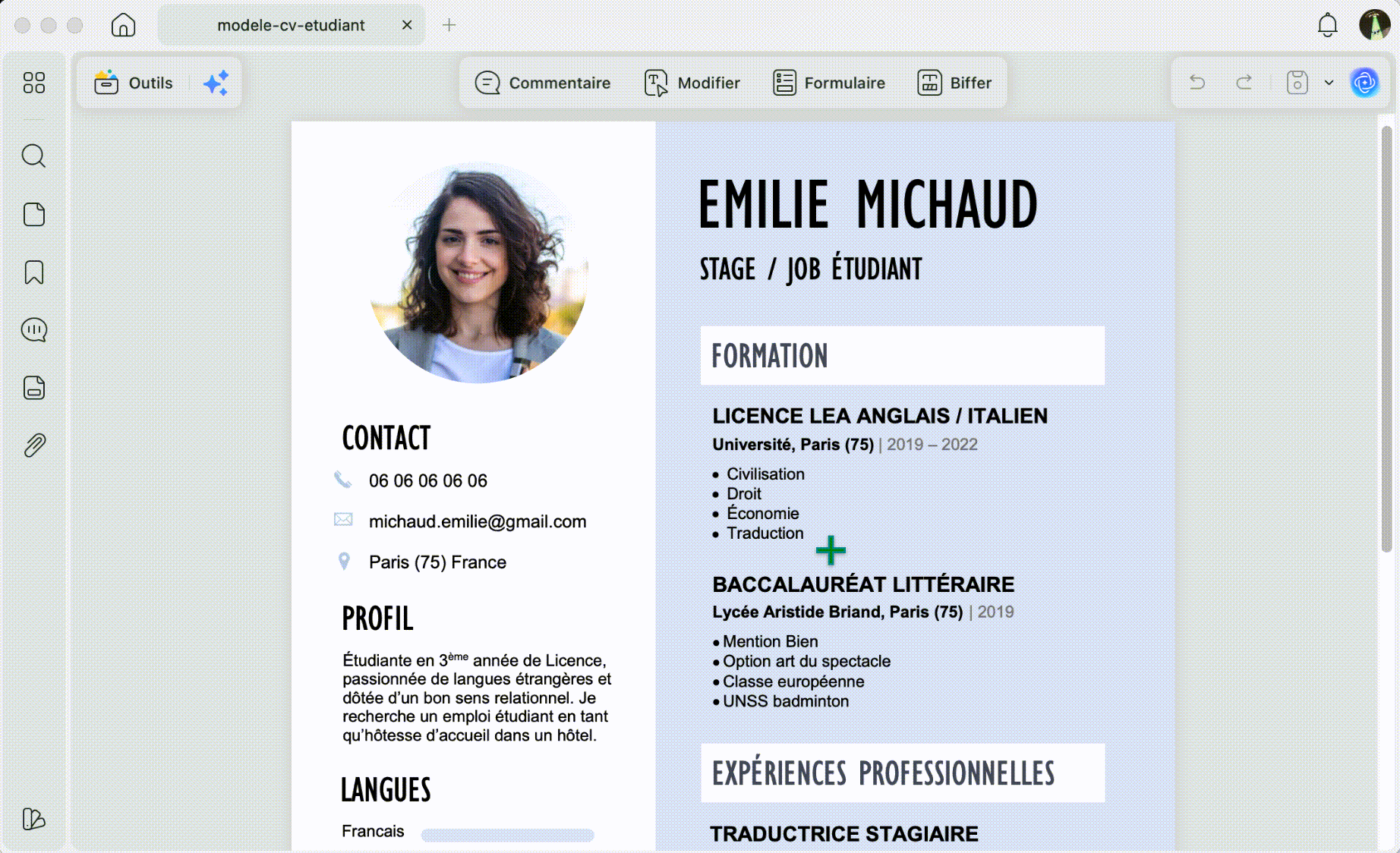 analyser cv avec updf ai